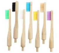 GALPADA 7pcs Bamboo Nylon Toothbrush Replacement Heads Biodegradable Soft Bristles Cleaning Power for Home Oral Care White Yellow Purple Blue Beige