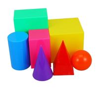 GALPADA 7Pcs Large Geometric Building Block for Educational Math Model Teaching Aids Early Learning Supply with Smooth Solid Shapes for Volume and Measurement Exploration