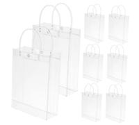GALPADA 8 Pcs Clear PVC Gift Bags with Handles Transparent Snack and Candy Treat Bags for Party Goodies and Small Item Packaging Easy to Carry