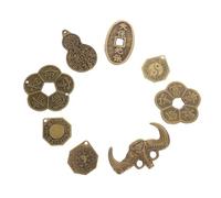 GALPADA 8pcs Ancient Style Feng Shui Coins Brass Divination Luck Coins Decoration for Prosperity Wealth and Fortune Traditional Chinese Year Charm