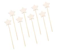 GALPADA 8pcs Beige Wooden Fairy Wands Star Shape DIY Craft Kit Multipurpose Smooth with No Burr Synthetic Material for Birthday and Photo Props