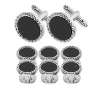 GALPADA 8pcs Black Acrylic Tuxedo Studs and Shirt Studs for Men, round Mens Suit Cufflinks with Polished Look, Complementing Formal Suit Accessories for Weddings and Special Occasions