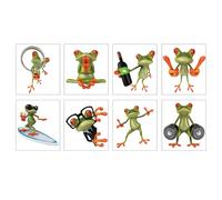 GALPADA 8pcs Creative Frog Pattern Car Decals and Wall Stickers Set, Colorful Funny Frogs Decorative Stickers for Windows, Cars, and Home DIY Craft Random Style