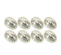 GALPADA 8pcs Easter Egg Hanging Ornaments Set - Silver Mosaic Glass Foam Eggs 4x6cm - Spring Decorations for Tree and Outdoor Easter Home Decor