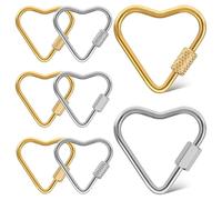 GALPADA 8pcs Heart Locking Carabiner Keychain Ring Stainless Steel Stylish Multi-Functional Simple to Operate Romantic Design for Keychains and Bag Charm for Craft Enthusiasts