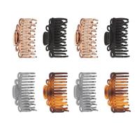 GALPADA 8pcs Large Leopard Print Hair Claw Clips Set - Blue Grey, Matte Amber, Tea, Frosted Black - Non-slip Square Jaw Clamps for Thick, Straight and Curly Hair Styling Accessories