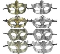 GALPADA 8Pcs Masquerade Masks Set Vintage Half Face Venetian Greek Roman Style for Adults Includes 4 and 4 Designs Ideal for Halloween Mardi Gras Christmas and Festival Parties