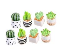 GALPADA 8pcs Miniature Potted Cactus Succulents Small Faux Bonsai Decoration for Doll Houses Micro Landscape with Smooth Surface Lightweight and Realistic Greenery Artificial Plants