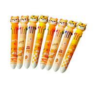 GALPADA 8Pcs Multicolor Ballpoint Pens with Cartoon Tiger Design Portable Fine Point Colored Pens for Students and Daily Writing and Creative Stationery Gift