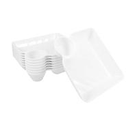 GALPADA 8pcs White Reusable Pp Square Pumpkin Dipping Plates with Sauce Holder and Divided Sections, Easy to Clean Snack Platters for Family Gatherings and Social Events