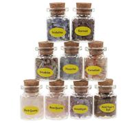 GALPADA 9Pcs Crystal Stone Bottles with Gemstones Miniature Bottles for Home Decoration and Spell Jars