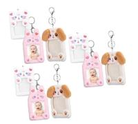 GALPADA 9pcs Cute Plush Animal Keychains Photocard Holders Adorable Keychain Featuring Dog Cat and Bunny Lightweight Card Sleeve for Id Cards and Photos for Animal Lovers