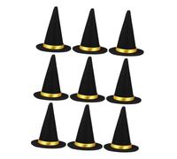 GALPADA 9pcs Halloween Decoration Hat Bulk Tiny Wizard Hats Halloween Bottle Cap Topper Mini Wizard Party Craft Little Mini Small Witch Cap Small Which Cloth Black