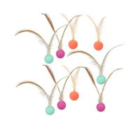 GALPADA 9pcs Interactive Pet for Cats and Dogs High Elastic Bounce Balls with Plume Tails Indoor Outdoor Play Stimulates Hunting Instincts and Agility Relieves Boredom and Enhances