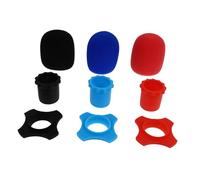 GALPADA 9pcs Microphone Protective Set Foam Covers, Shockproof Rings, and Tail Covers in Black, Red, and - Mic Protective Tools for Ktv and Studio Use