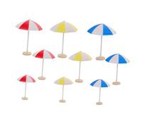 GALPADA 9pcs Miniature Beach Umbrella Small Medium Large Mini Patio Parasol for Dollhouse Fairy Garden Sand Table Props Realistic Plastic Miniature Scene Accessories