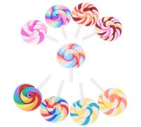 GALPADA 9pcs Miniature Rainbow Lollipops for Dollhouse Decorations Realistic Candy Props for Parties Photography Vivid Lollipop Models with Fine Craftsmanship for DIY Miniature Scenes