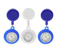GALPADA 9pcs Stretchable Nurse Pocket Watch Unisex Silicone Fob Watch for Healthcare Professionals Portable Round Design for Nurses Doctors Black Light Blue White Random Style