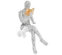 GALPADA Abstract Smooth Reading Resin for Bookshelf Woman Figurine Decoration, Artistic White Sculpture Ornament and Desktop for Home Office