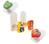 GALPADA Adhesive Wall Hooks Easy to Install and Remove 4pcs Cartoon Iron and Wood Hooks for Hanging Purses and Hats Suitable for Tile and Wood Doors