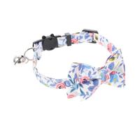 GALPADA Adjustable Cat Collar Bow Tie Christmas Pet Necklace Cotton Soft Skin-friendly Party Accessory for Cats and Dogs Blue White Floral Design