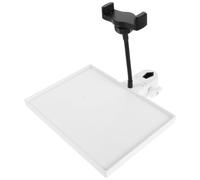 GALPADA Adjustable Clamp-on Live Streaming Shelf with Phone Holder and Microphone Stand Tray, Abs Material with Cable Groove Edge, Suitable for Online Teaching and Studio Recording