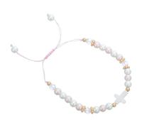 GALPADA Adjustable Cross Pearl Bracelet and Teens with Friendship Symbol and Meaningful Religious Design, Elegant Plastic Wristlet for Christian Party Favors and Easter Jewelry