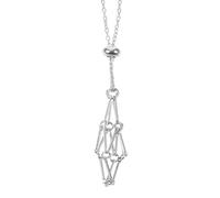 GALPADA Adjustable Crystal Holder Rope Necklace Cord Platinum White Metal Cage Pendant, Natural Crystal Stone Holder Net for Women’s Jewelry Travel and DIY Pendant Making
