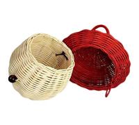 GALPADA Adorable Mushroom Shaped Rattan Handbag Woven Basket Sturdy Decoration Storage Basket for Photography Props Creative Red Random Color