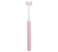 GALPADA Adult Toothbrush 3 Brush Heads U-Shaped Design Pink Color Manual Toothbrush for Thorough Teeth Cleaning at Home