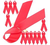 GALPADA Aids Awareness Ribbons Pins Polyester Material Official Symbol of Awareness 50pcs Red with Safety Pin Delicate Design for Public and Treatment Activities