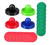 GALPADA Air Hockey Paddle and Pucks Ergonomic Design with Thick Felt Bottom for Fast Gliding and Table Protection Includes Pushers in Blue Black Red Red Pucks Replacement Accessories for