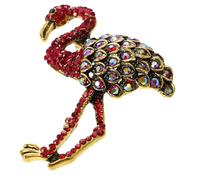 GALPADA Alloy Crystal Flamingo Brooch with Red Rhinestones Elegant Breastpin Clip for Women Multi-occasion Decorative Pin for Dresses Jackets Sweaters Stylish Party Wedding Accessory