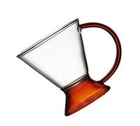 GALPADA Amber Handle Glass Coffee Cup Stylish Water Mug for Tea and Desserts Transparent Drinkware for Home Use Simple Design Family and Friends