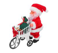 GALPADA Animated Santa with Play Shopping Trolley Musical Christmas Action Figure with Built Holiday Songs Festive Decoration for Family Gatherings and Party Favors