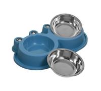 GALPADA Ant Cat Bowl Moat Double Pet Feeder for Small Medium Cats Stainless Steel Non-slip Food Dish for Indoor Outdoor Feeding