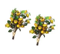 GALPADA Artificial Pomegranate Bouquet in Green 2pcs Easy to Clean and No Fallen Leaves, Stylish Natural Scene Decoration for Wedding and Crafts Making