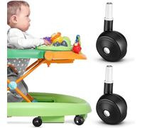 Galpada Baby Walker Wheels 4 Pcs Black Replacement Casters Quiet Plastic Parts Stroller Cart Indoor Outdoor Floor Safe Easy Setup Tool Free Fast Roll Smooth Gear Length 3.08 Inches Pro Ideal Pick