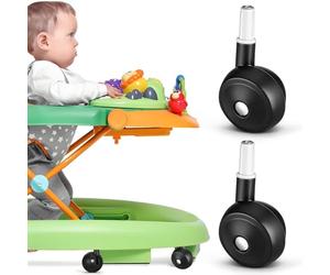 Galpada Baby Walker Wheels 4 Pcs Black Replacement Casters Quiet Plastic Parts Stroller Cart Indoor Outdoor Floor Safe Easy Setup Tool Free Fast Roll Smooth Gear Length 3.08 Inches Pro Ideal Pick
