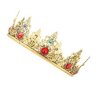 GALPADA Baroque Royal King Crown for Men Red Metal Cosplay Headwear Birthday Party Accessory Comfortable Lightweight Elegant Design