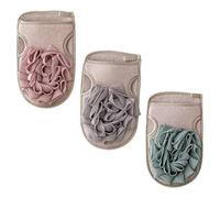 GALPADA Bath Microfiber Gloves Double-sided 3pcs Made of Polyester Cotton and Mesh for Cleaning Skin Dirt and Making Skin Smoother, Practical Body Wash Mitts Suitable for Home Shower Use