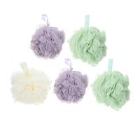 GALPADA Bath with Short Rope for Adults Bath Sponge Bubble Making 5 Pcs Soft PE Material Flower for Exfoliate and Full Lather Cleanse Random Color