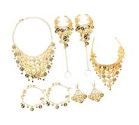 GALPADA Belly Dance Accessories Dance Necklace Performance Bracelets Dancing Performance Necklace for Belly Dancer Jewelry for Women Golden Metal
