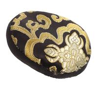 GALPADA Black Cotton Cloth Lightweight round Shape with Traditional Pattern Design Tibetan Singing Bowl Pad Cushion for Buddha Sound Bowl and Home Decoration
