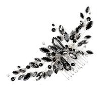 GALPADA Black Crystal Hair Comb Lightweight Bridal Hair Accessory with Glass and Alloy Materials Comfortable to Wear for Bride and Bridesmaid Holiday Wedding Headdress