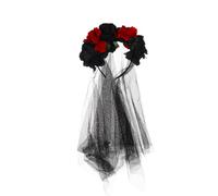 GALPADA Black Gauze Cloth Headband Comfortable Lightweight Hair Accessory with Simulation Rose Flowers for Women for Halloween and Party Wear