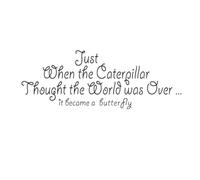 GALPADA Black PVC Wall Sticker Decal Inspirational Quote Just When Caterpillar Thought The World was, Easy to Remove and Waterproof Home Decor Decals for Decoration and Windows