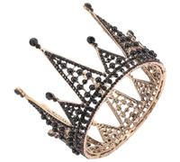 GALPADA Black Rhinestone Tiara for Women Bridal Headwear, Gothic Alloy Crown Comfortable Fit and Secure Hold, Elegant Bride Hair Piece for Halloween Costume Party