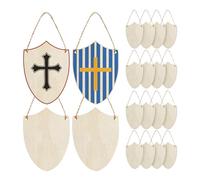 GALPADA Blank Expression Creativity and Artistic Encouraging DIY Shield Shields with Rustic Wood Wooden Unfinished Cutouts Charm 20pcs for Shapes, Natural Wood Material Projects