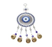 GALPADA Blue Evil Eye Hanging Pendant Sunflower Wind Chime with Bell for Indoor Outdoor Garden Car Rearview Mirror Decoration Handcrafted Charm